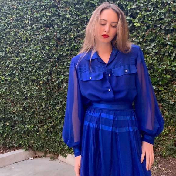 Vintage Sheer & Stripe 2pc Pant suit, Jack Bryan - Picture 2 of 8